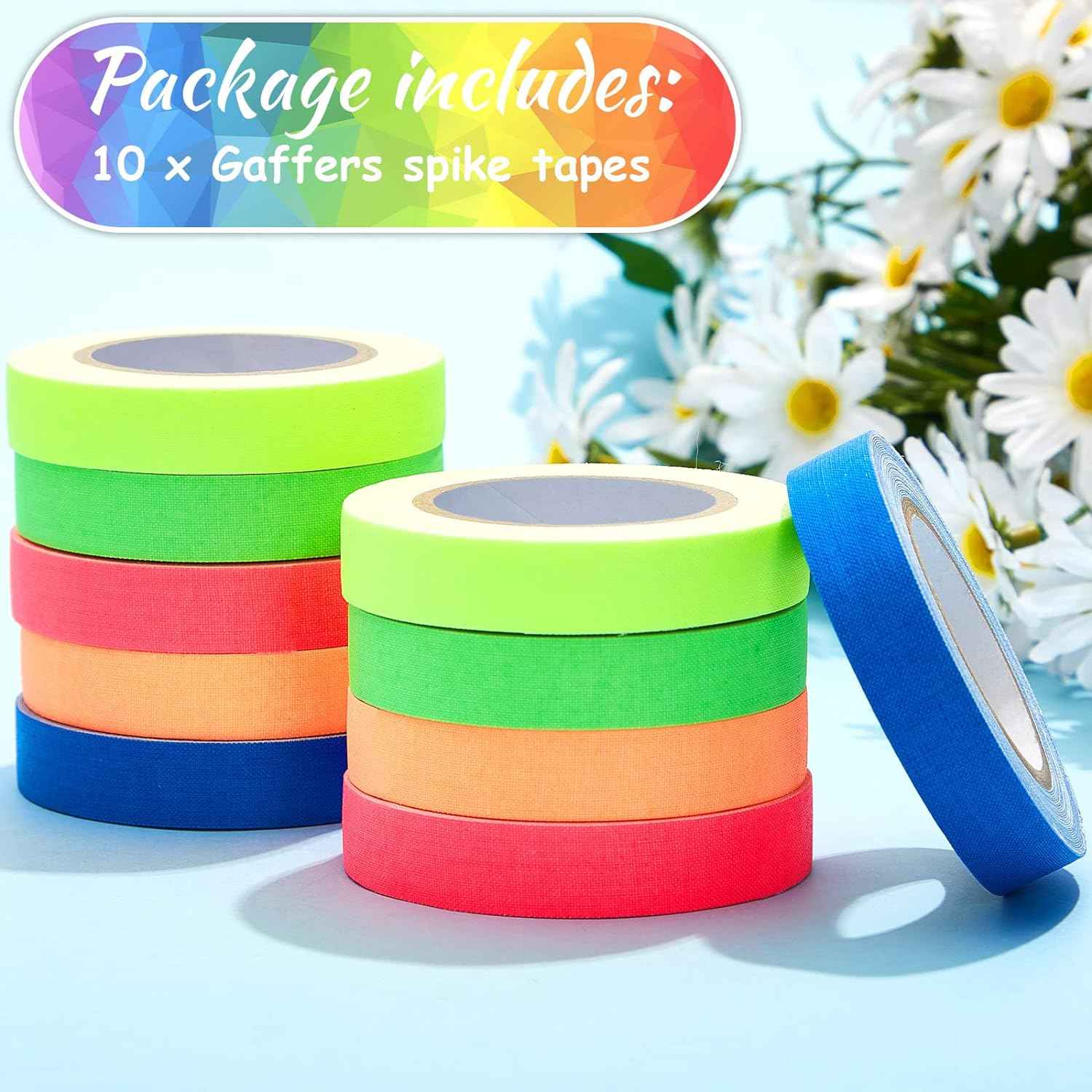 10Pcs Spike Tape Multicolor Bright UV Reflective Tape 15mm x 5m - TTpen