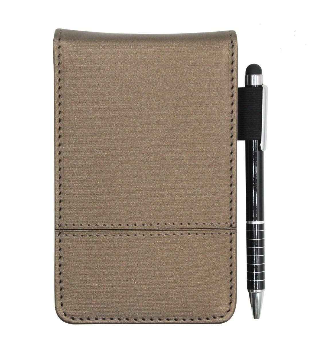 A7 Pocket PU Leather Mini Notepad with Calculator Ballpoint Pen Holder - TTpen