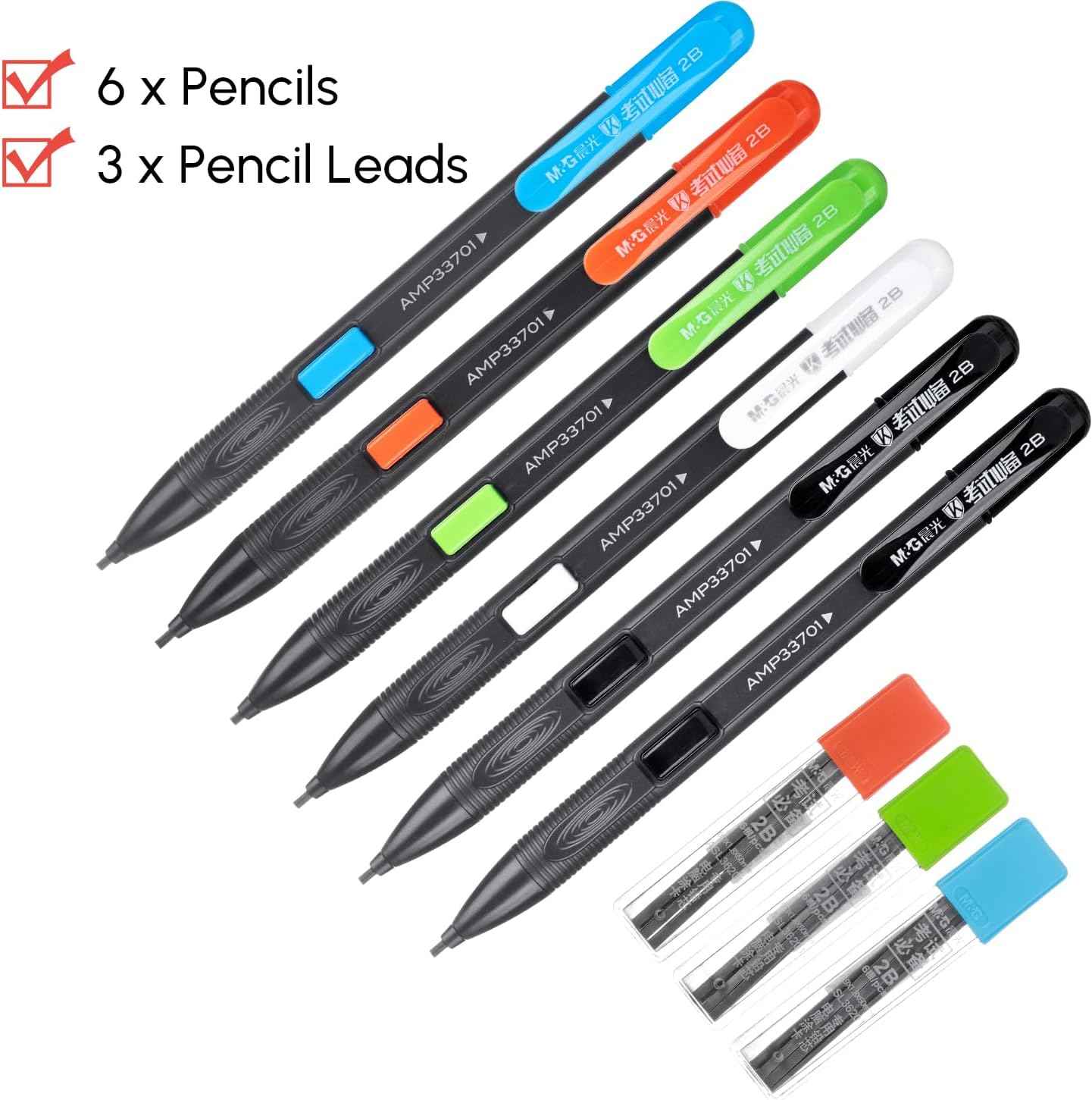 M&G 9Pcs Mechanical Pencils and 2B Black Lead Refills Set - TTpen