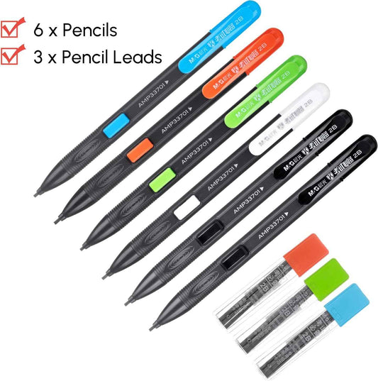 M&G 9Pcs Mechanical Pencils and 2B Black Lead Refills Set - TTpen