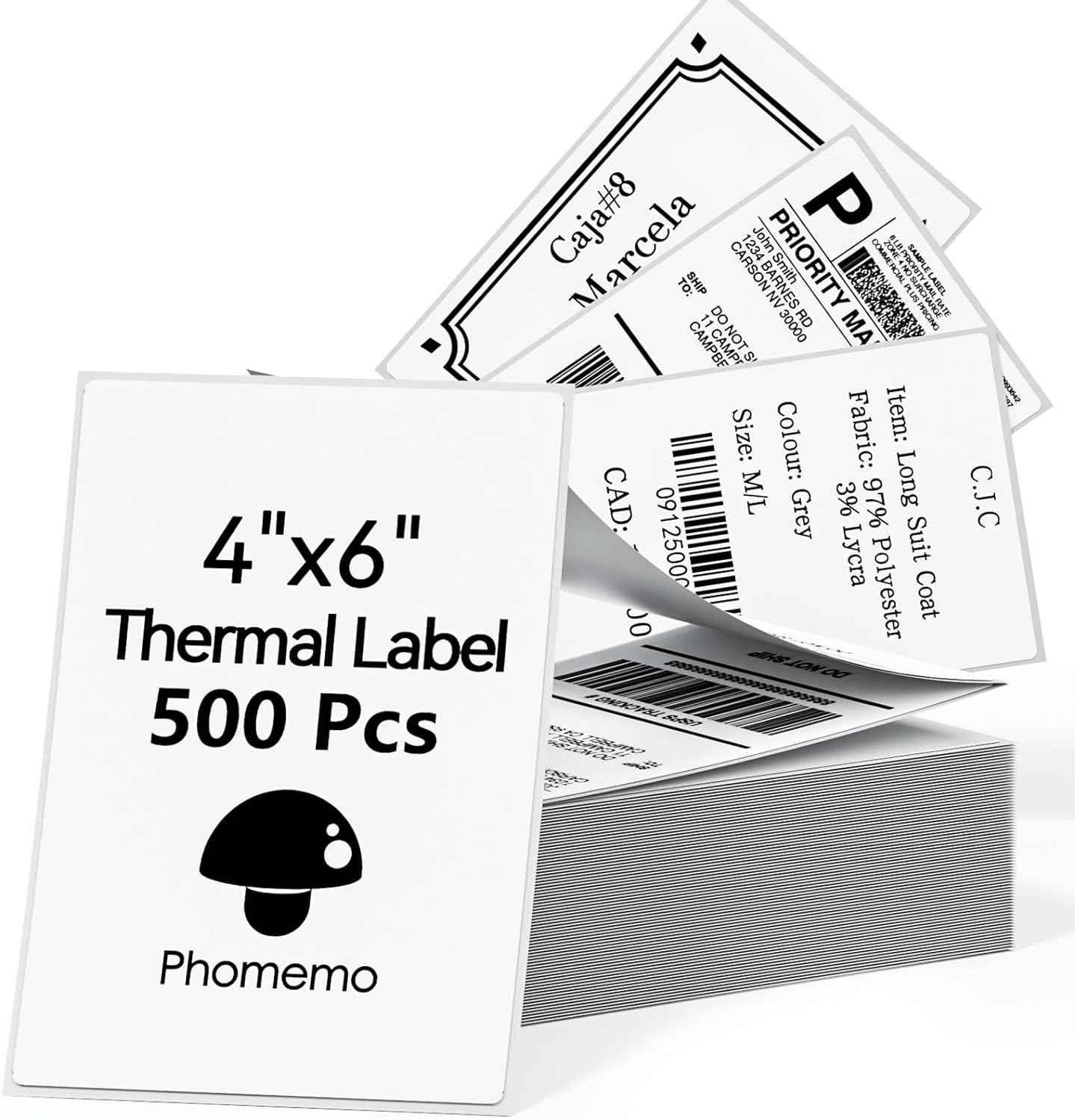 Phomemo 4x6 Inch Thermal Direct Shipping Label,Fan-Fold 500 Labels - TTpen