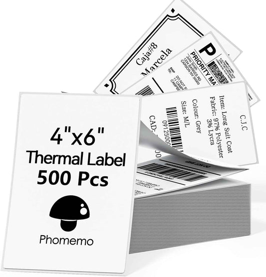 Phomemo 4x6 Inch Thermal Direct Shipping Label,Fan-Fold 500 Labels - TTpen