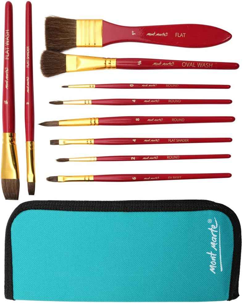 Mont Marte Art Paint Brushes Set with Case,10 Different Size - TTpen