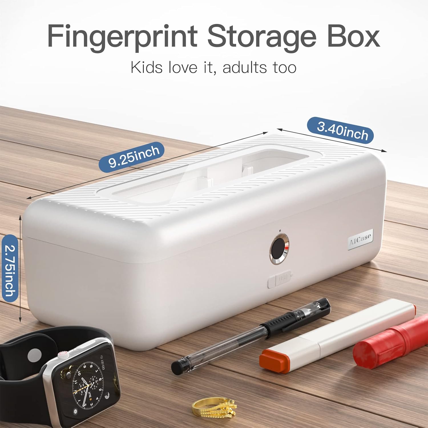 Biometric Fingerprint Storage Box Pen Money Jewelry Safe for Office