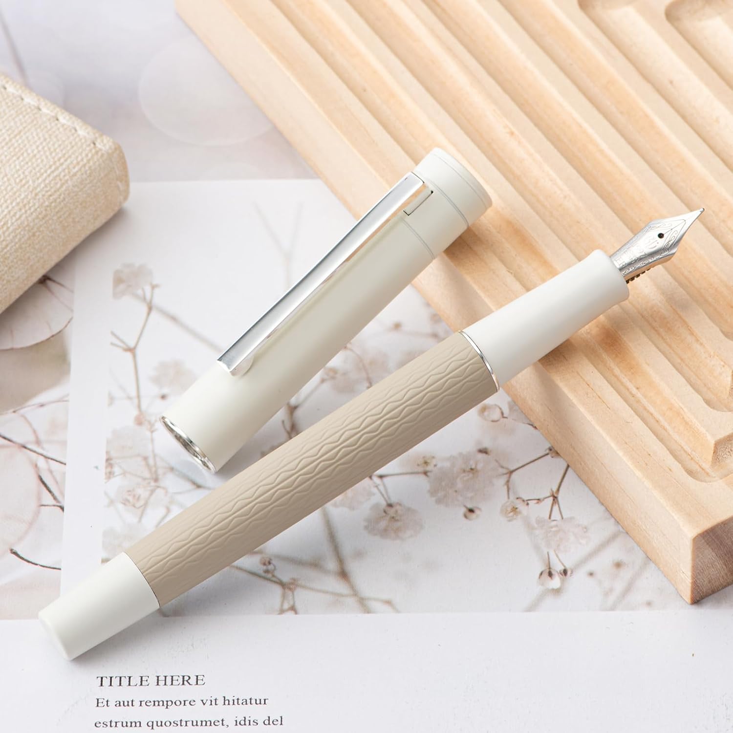 Hongdian 1862 Fountain Pen,Iridium Fine Nib with Ink Converter Milk Tea