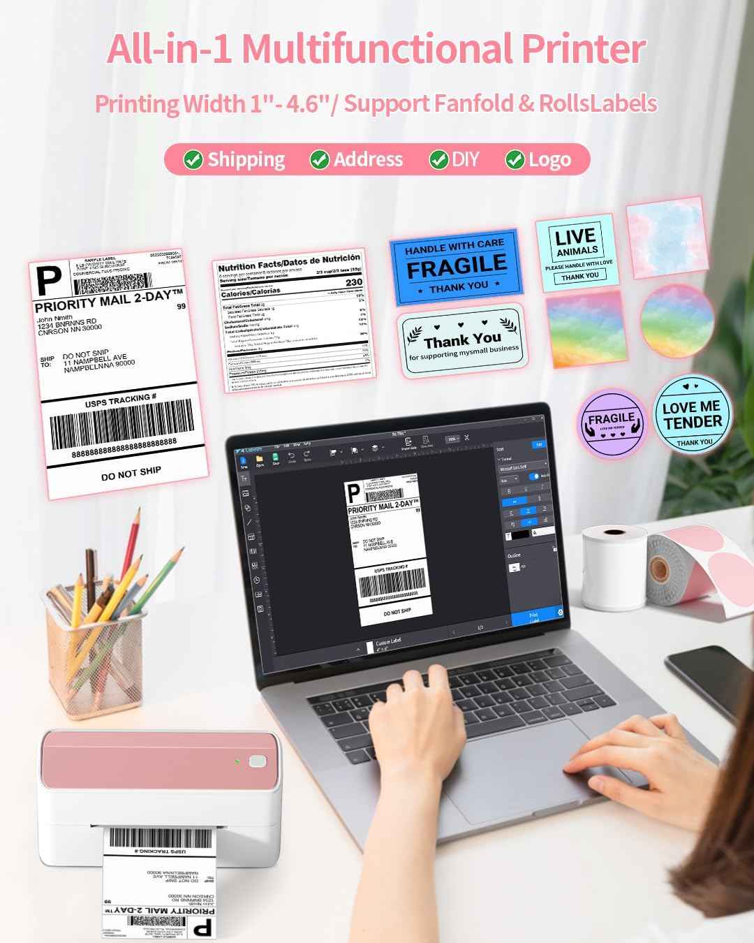 Phomemo 241BT Bluetooth Thermal Label Shipping Printer 4x6 - TTpen