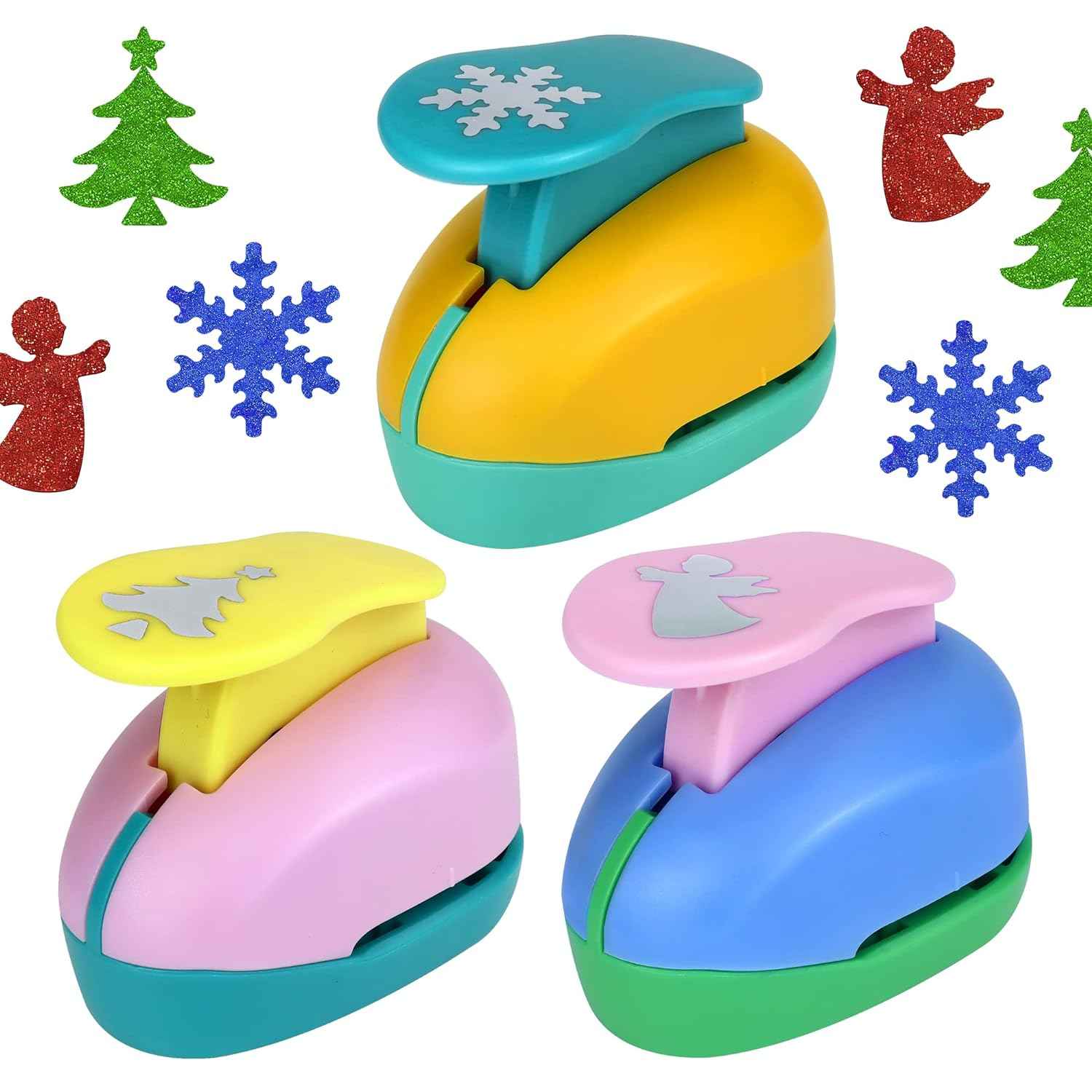 3Pcs 1 Inch Paper Punches with Christmas Tree Snowflakes Craft Hole Shapes - TTpen