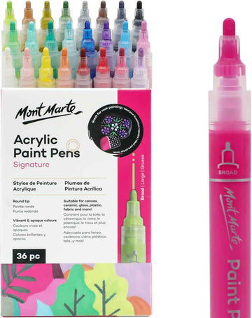 Mont Marte Signature Acrylic Paint Pens,36 Piece,Round Tip (3mm) - TTpen