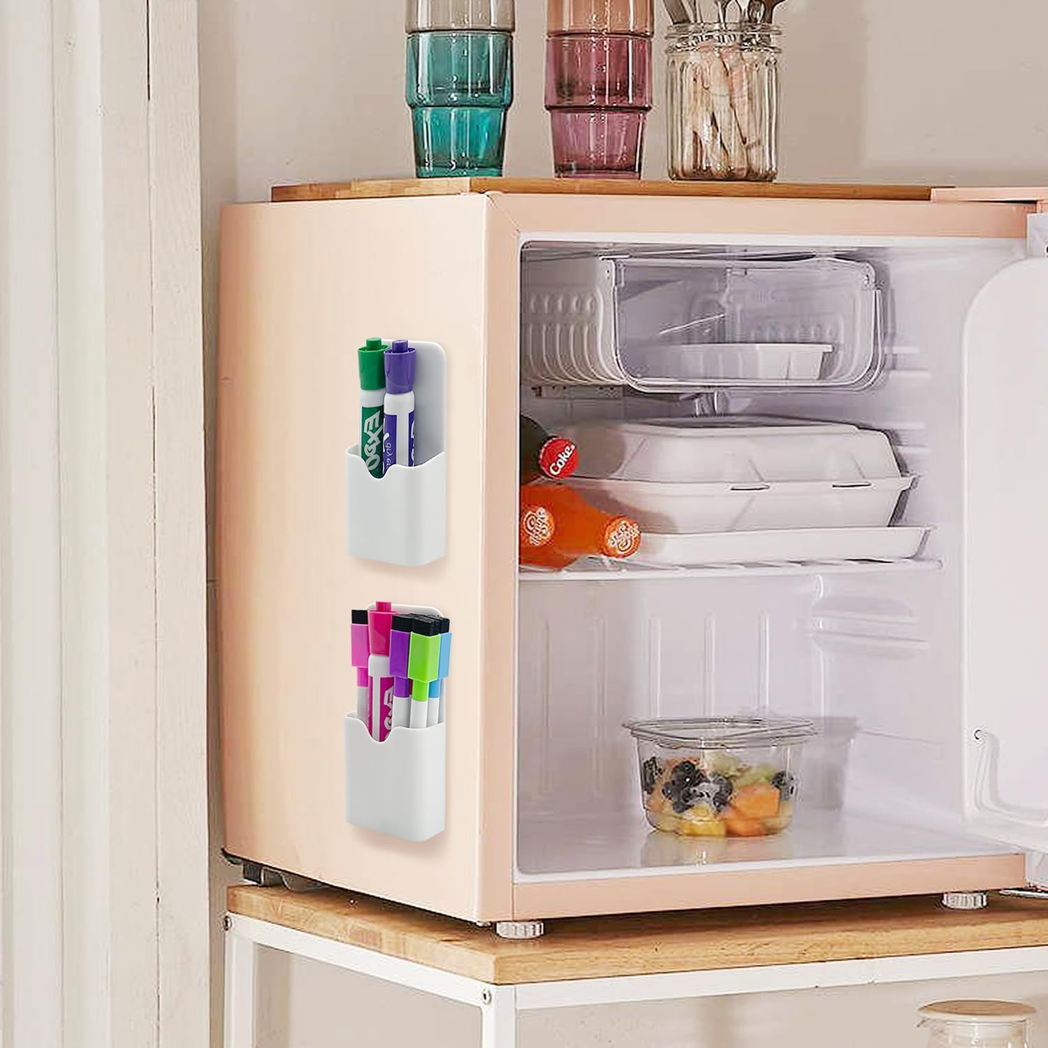 2PCS Magnetic Dry Erase Marker Pen Holder Small for Fridge Whiteboard