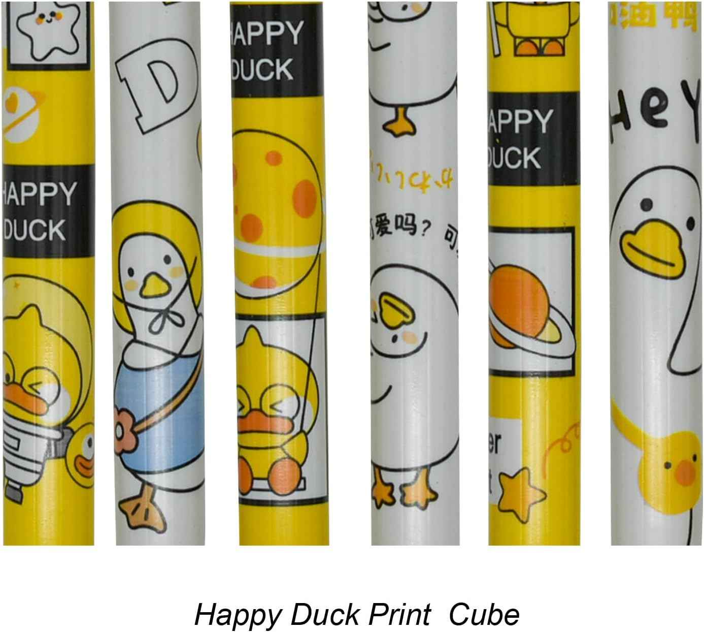12PCS Little Yellow Duck Print Retractable Gel Pens Black Ink For Kids - TTpen