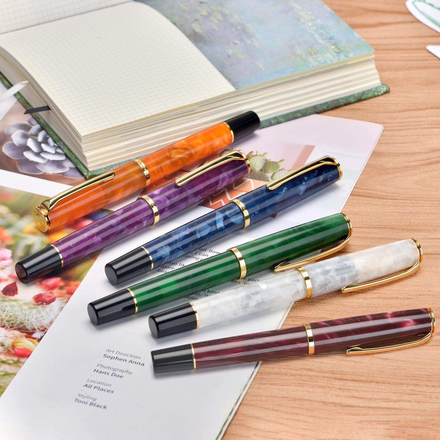 Hongdian N12 Piston Fountain Pen Fine Soft Nib Acrylic Design