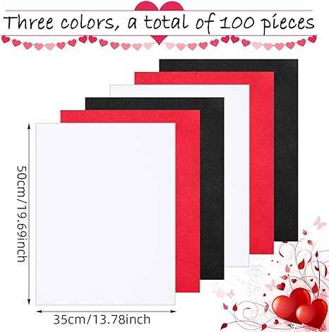 100 Sheets Tissue Wrapping Paper for DIY Crafts 35x50cm Black White Red - TTpen