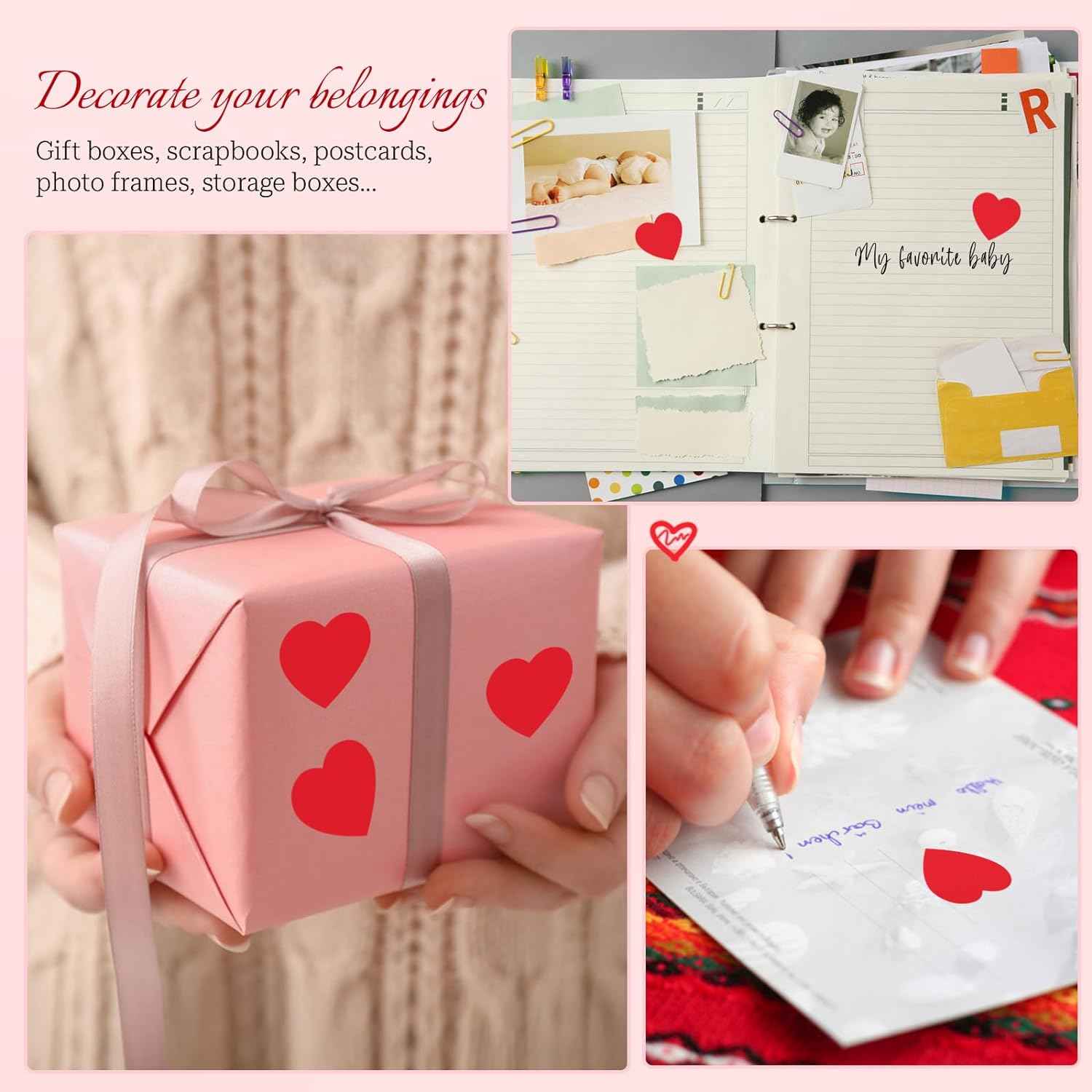 500Pcs Red Heart Stickers 1 inch - TTpen