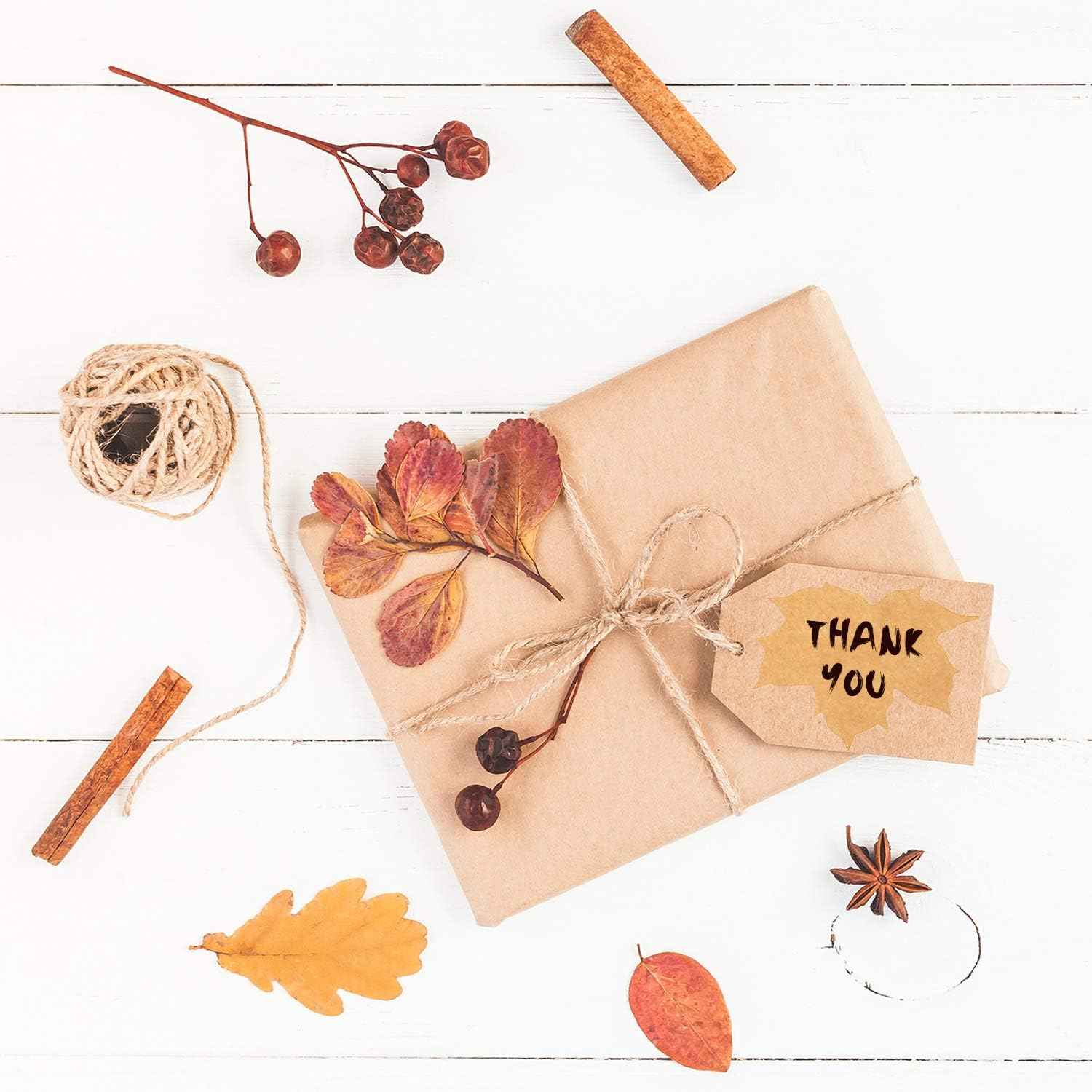 200 Pieces Thanksgiving Fall Leaves Autumn Kraft Paper Labels Stickers - TTpen