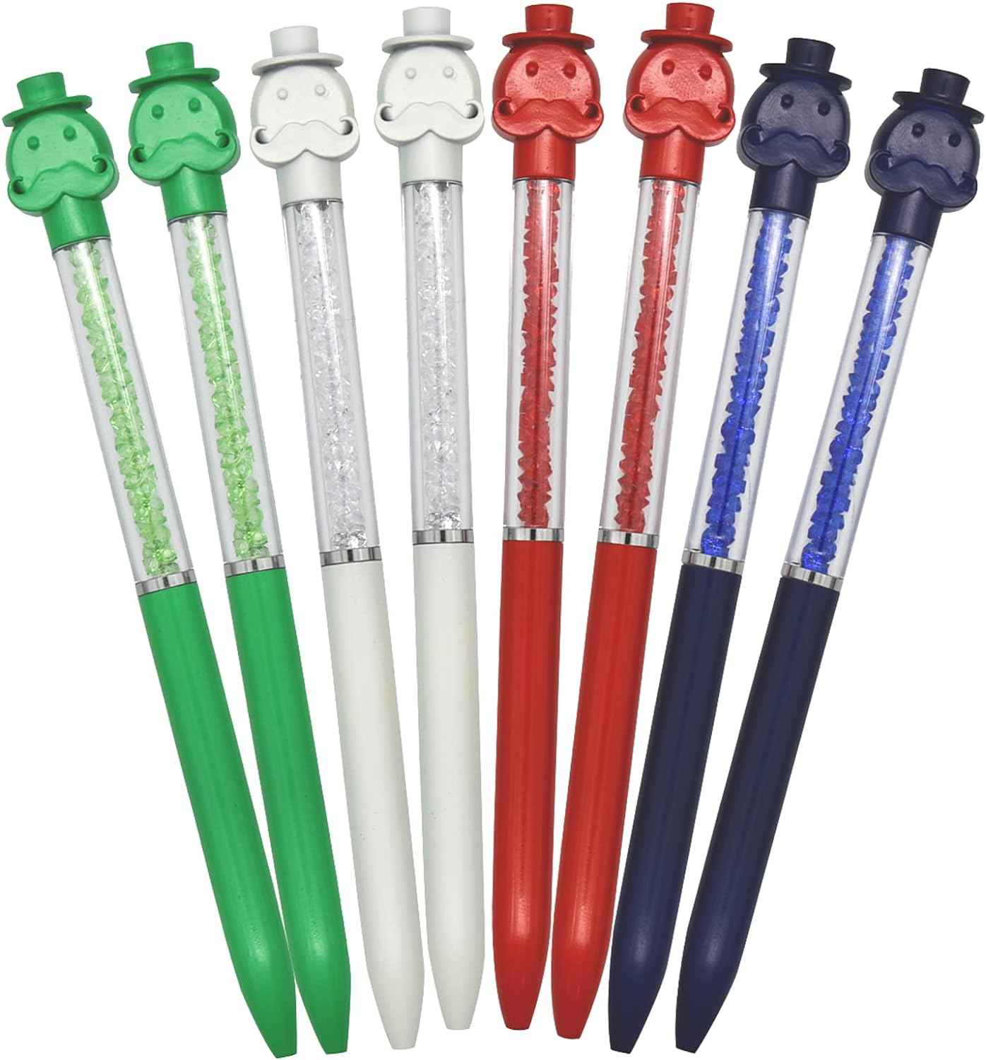 12PCS Fun Mustache Hat Ballpoint Pens Retractable Black Ink - TTpen