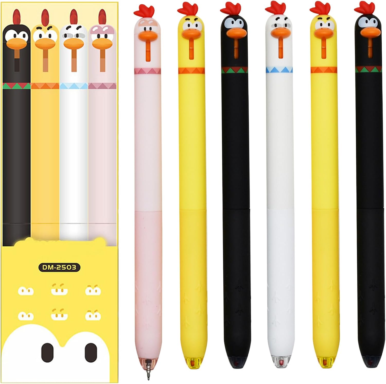 8PCS Cute Retractable Chicken Rollerball Gel Pens