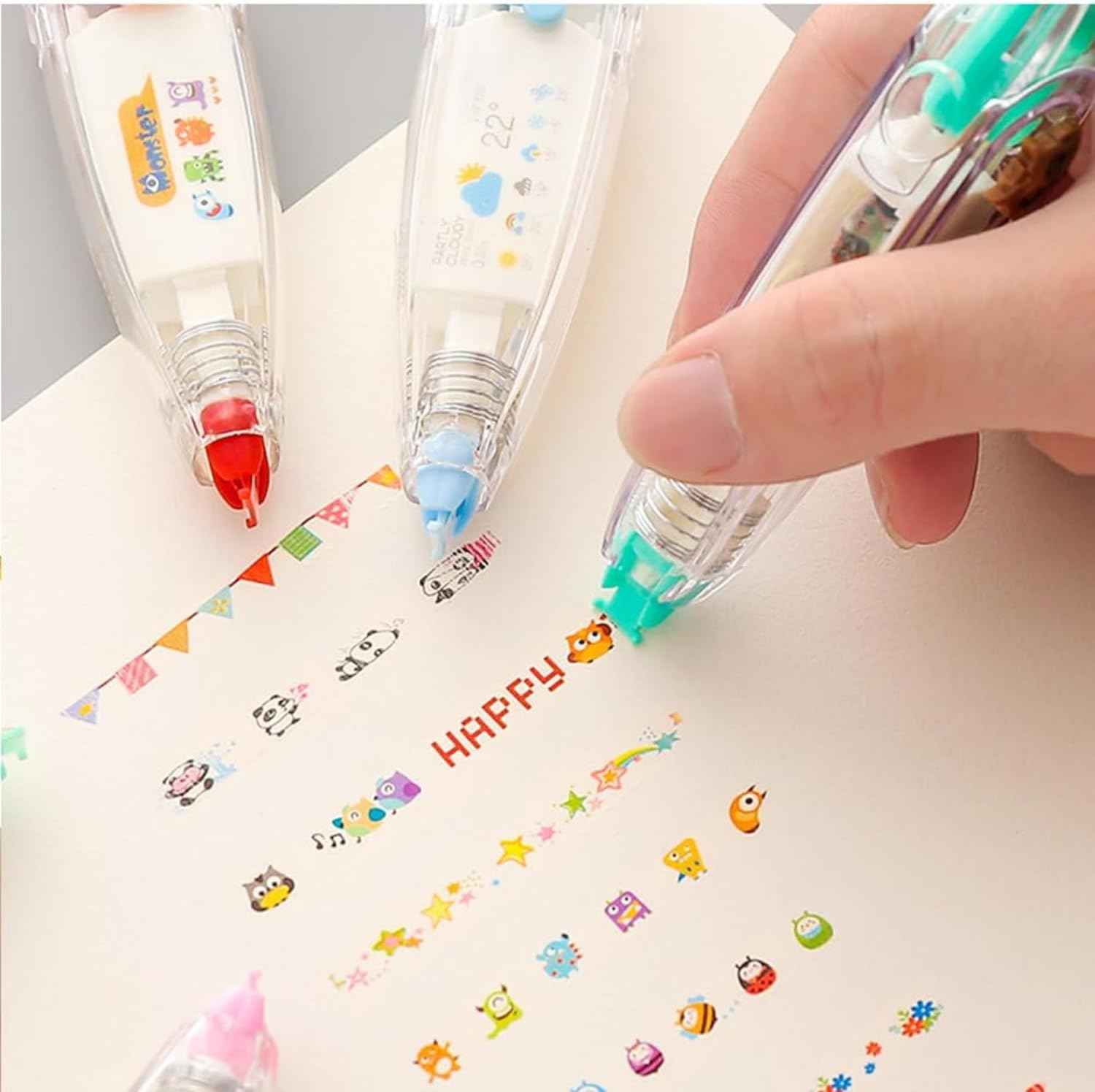 6Pcs DIY Cute Animals Decorative Pen Lace Pattern Correction Tape - TTpen