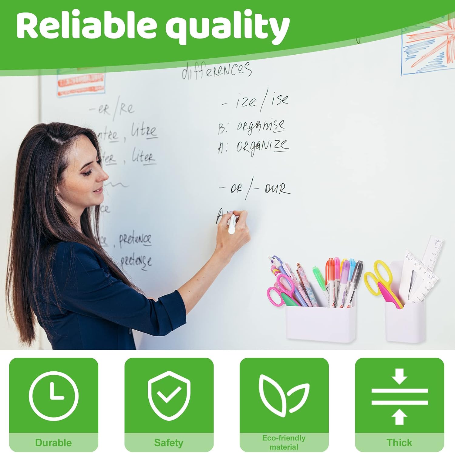 2 Pack Magnetic Marker Pen Holder with Whiteboard Eraser