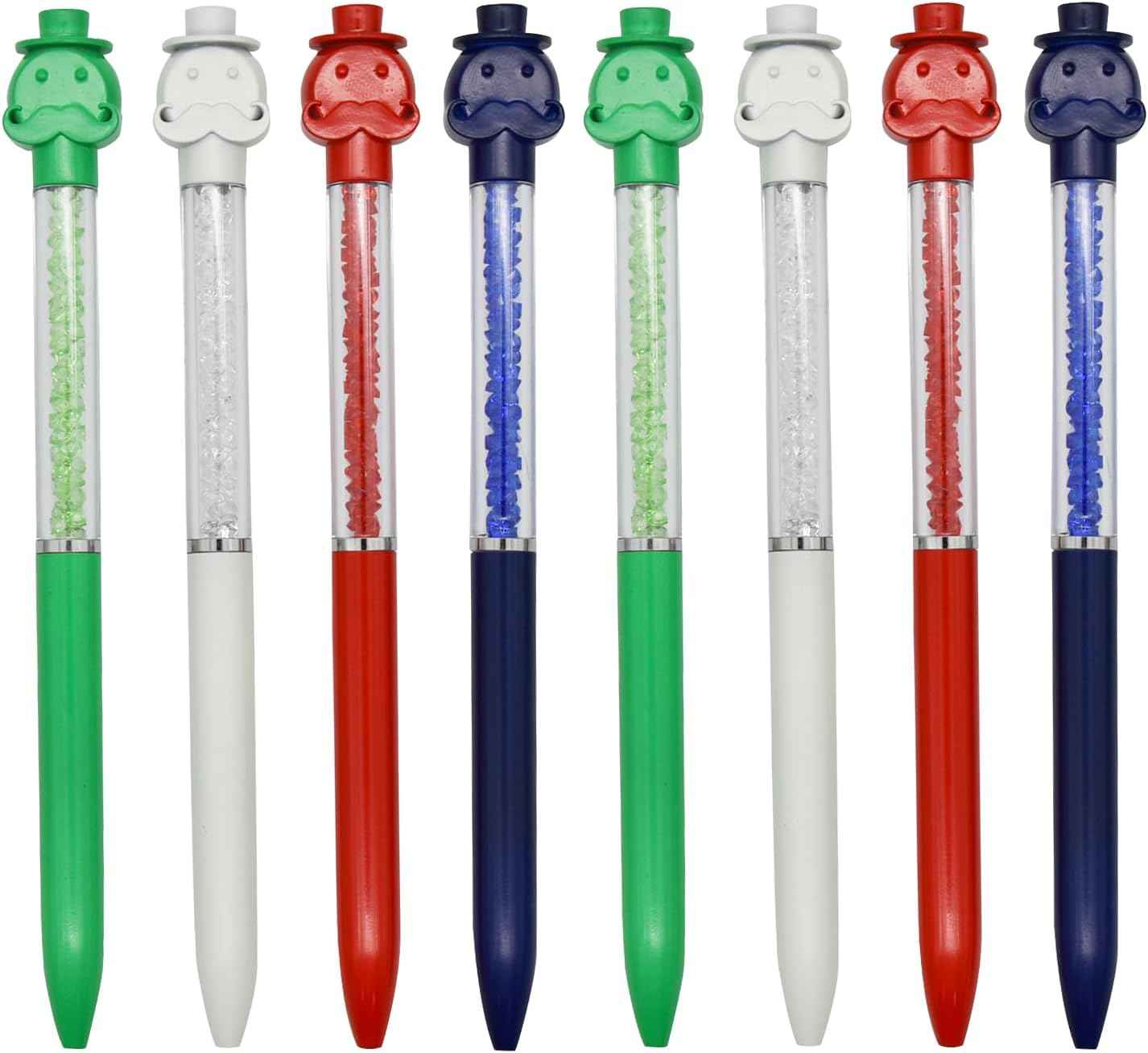 12PCS Fun Mustache Hat Ballpoint Pens Retractable Black Ink - TTpen