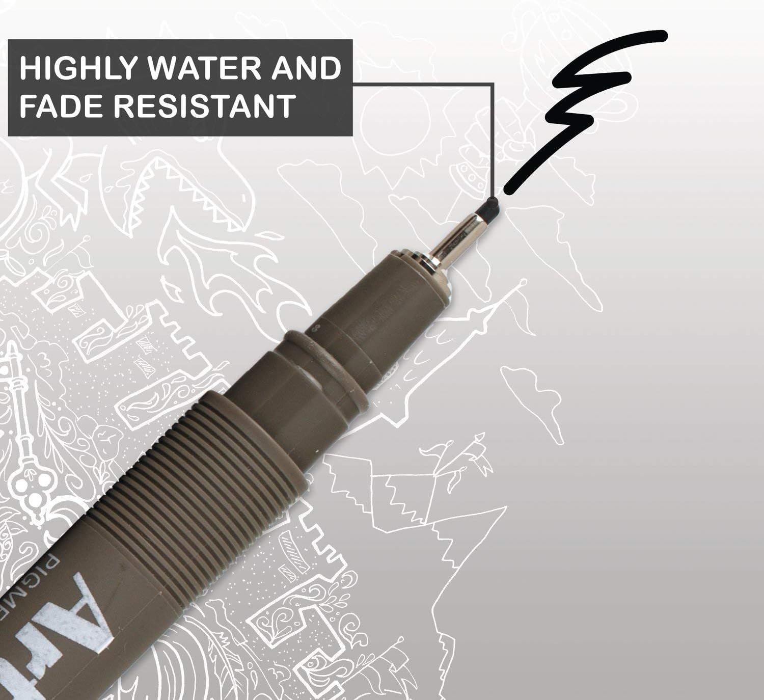 Artline Drawing System Pens, 0.1, 0.2, 0.3, 0.4, 0.5, 0.8 mm ,6 Pack