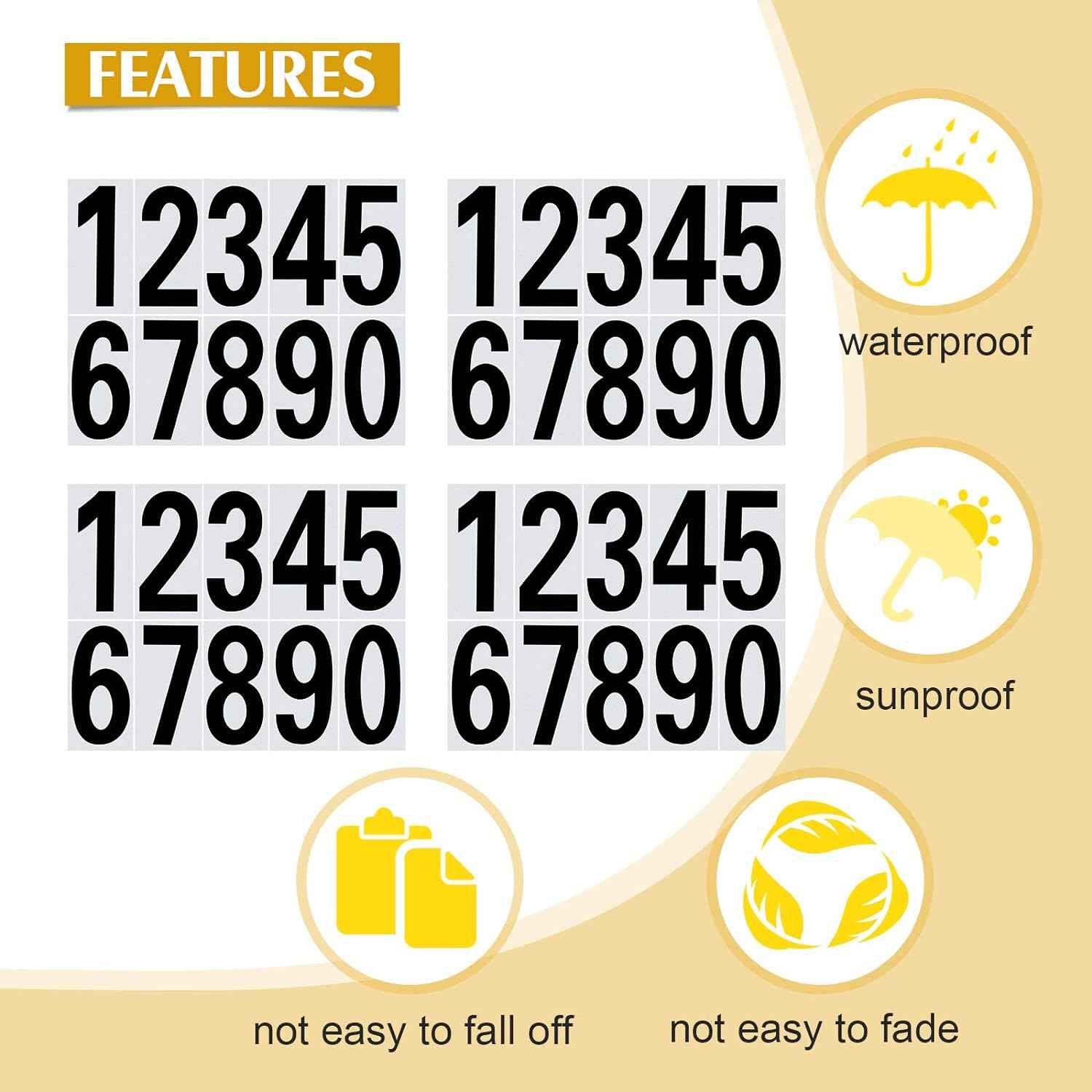 40pcs Mailbox Number 0-9 Sticker Decal Adhesive Black 3 Inch - TTpen