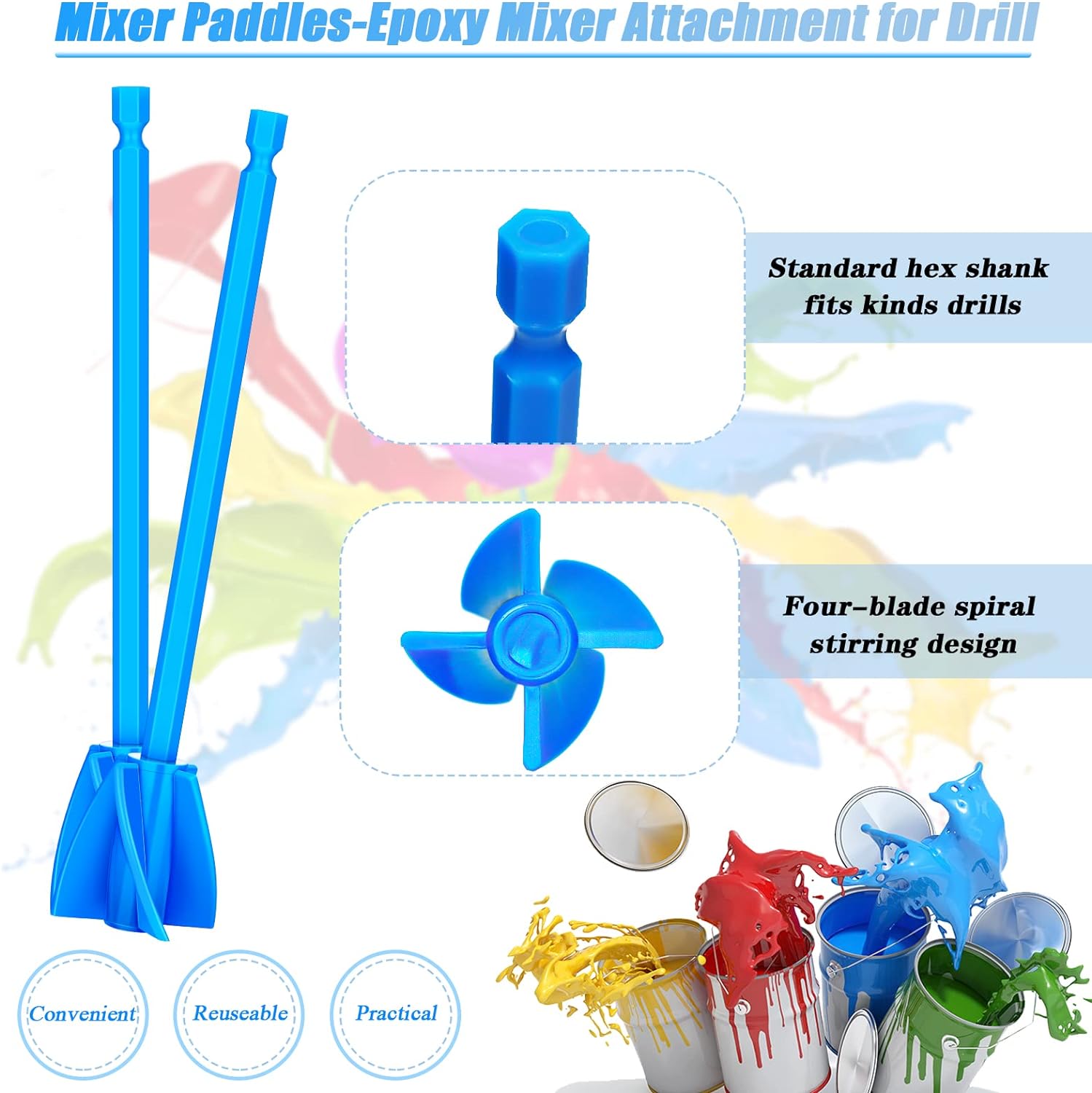12Pcs Helix Paint Mixer Drill Attachment