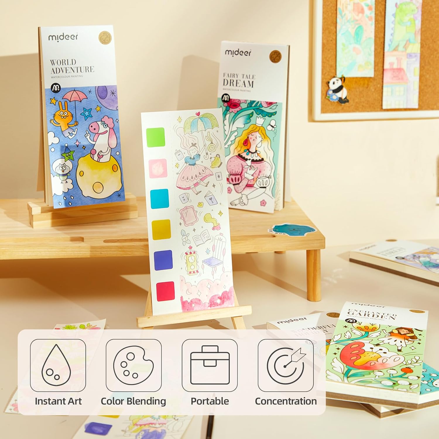 MiDeer Pocket Watercolor Paper Painting Book for Kids 3 Pack