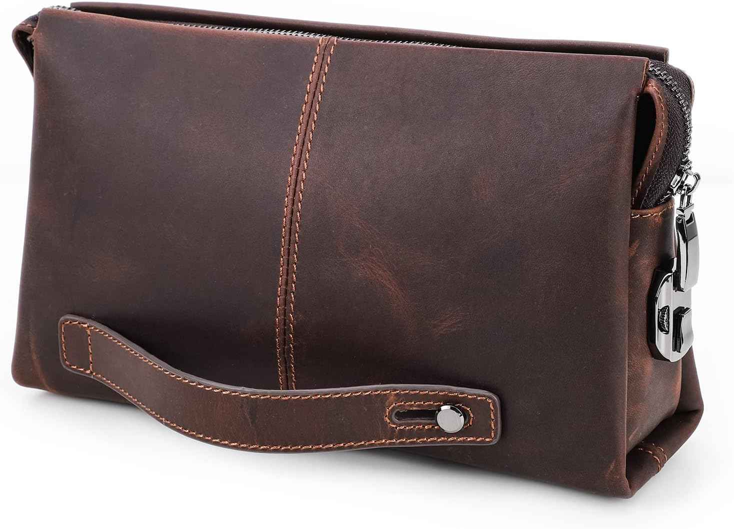 Genuine Leather Men Clutch Purse Bag Wallet Anti Theft