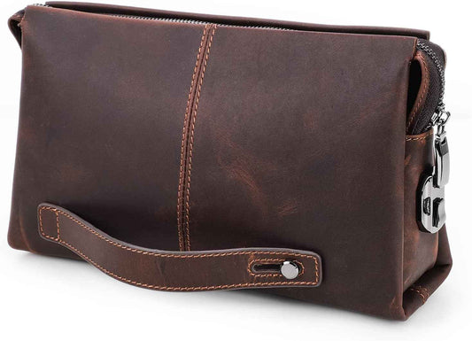 Genuine Leather Men Clutch Purse Bag Wallet Anti Theft