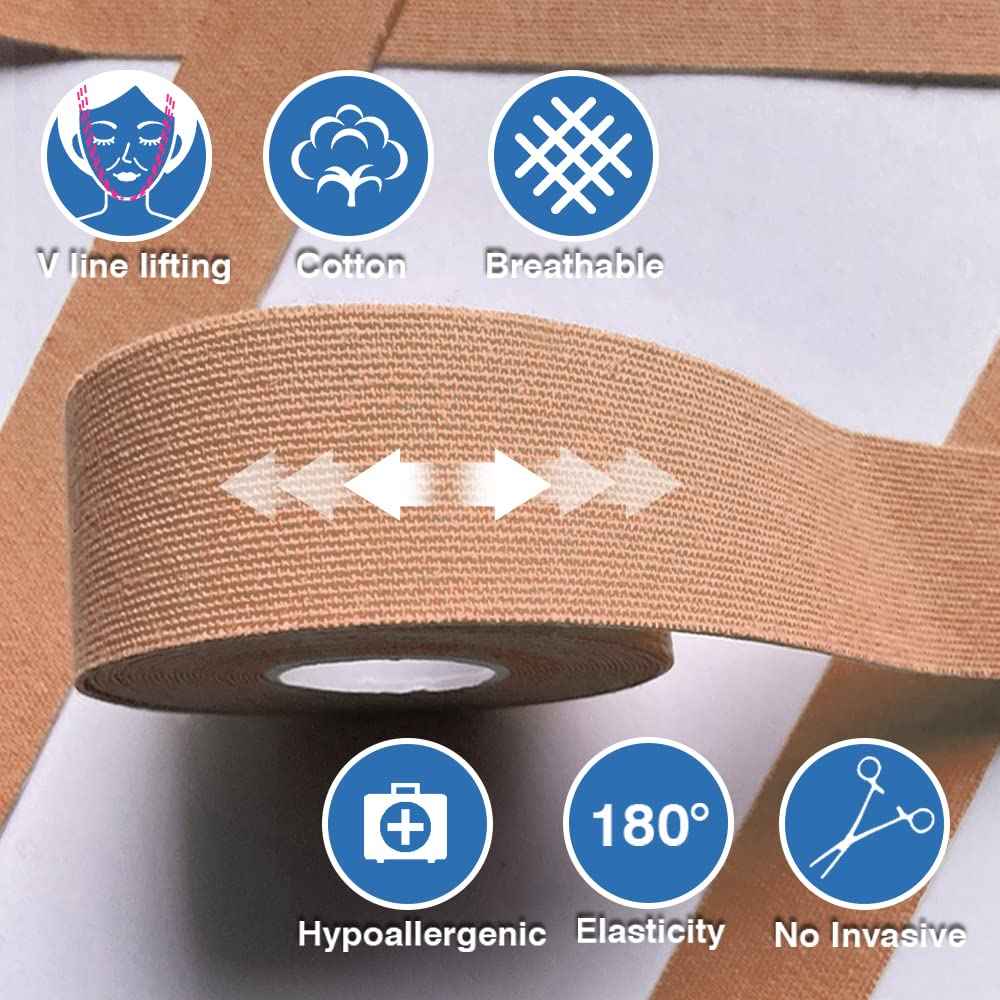 Anti-Wrinkle Tape Facial Myofascial Lift Tape 2.5CM x 5M,2 Rolls - TTpen