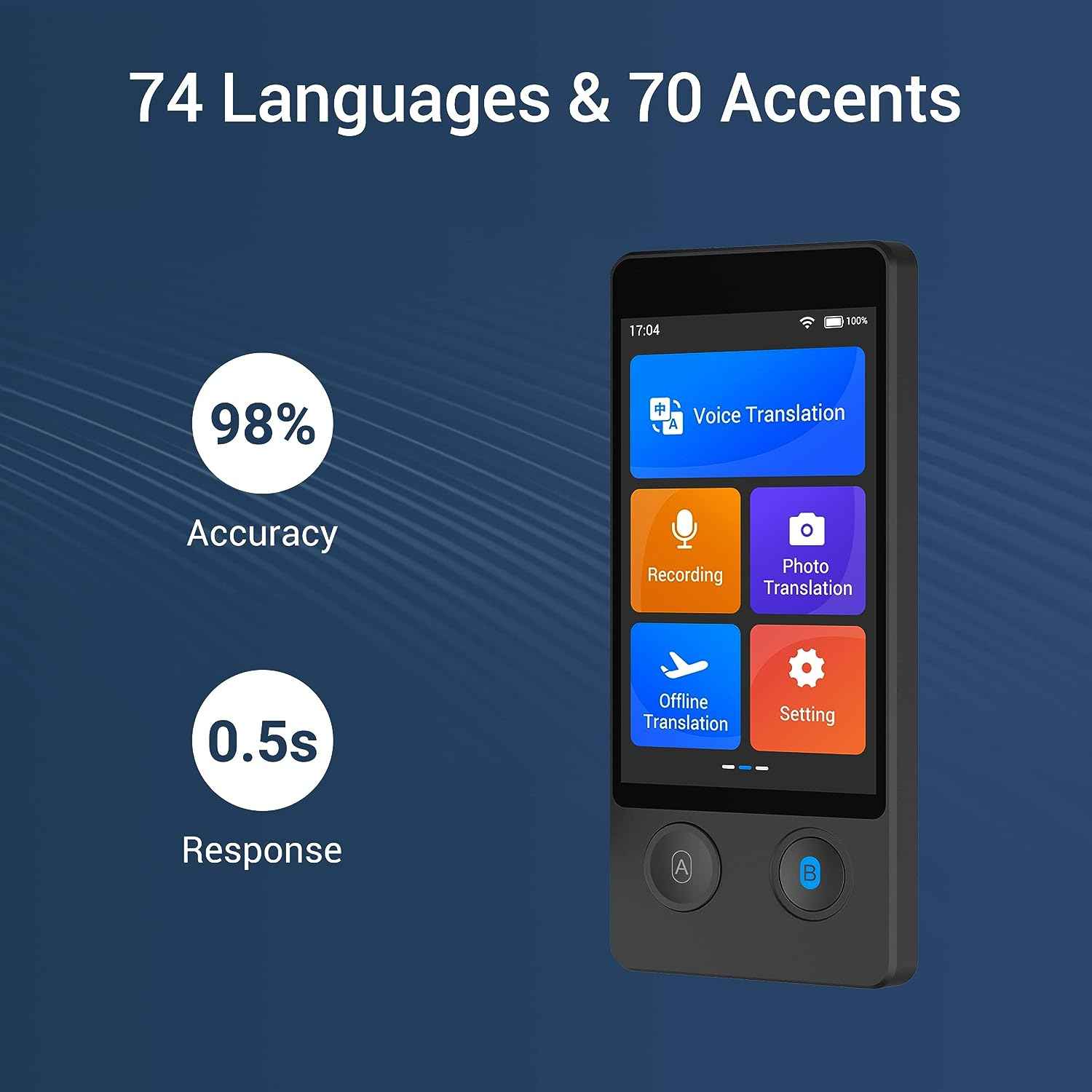 W12 AI Offline Voice Translator 144 Language Translator Device - TTpen
