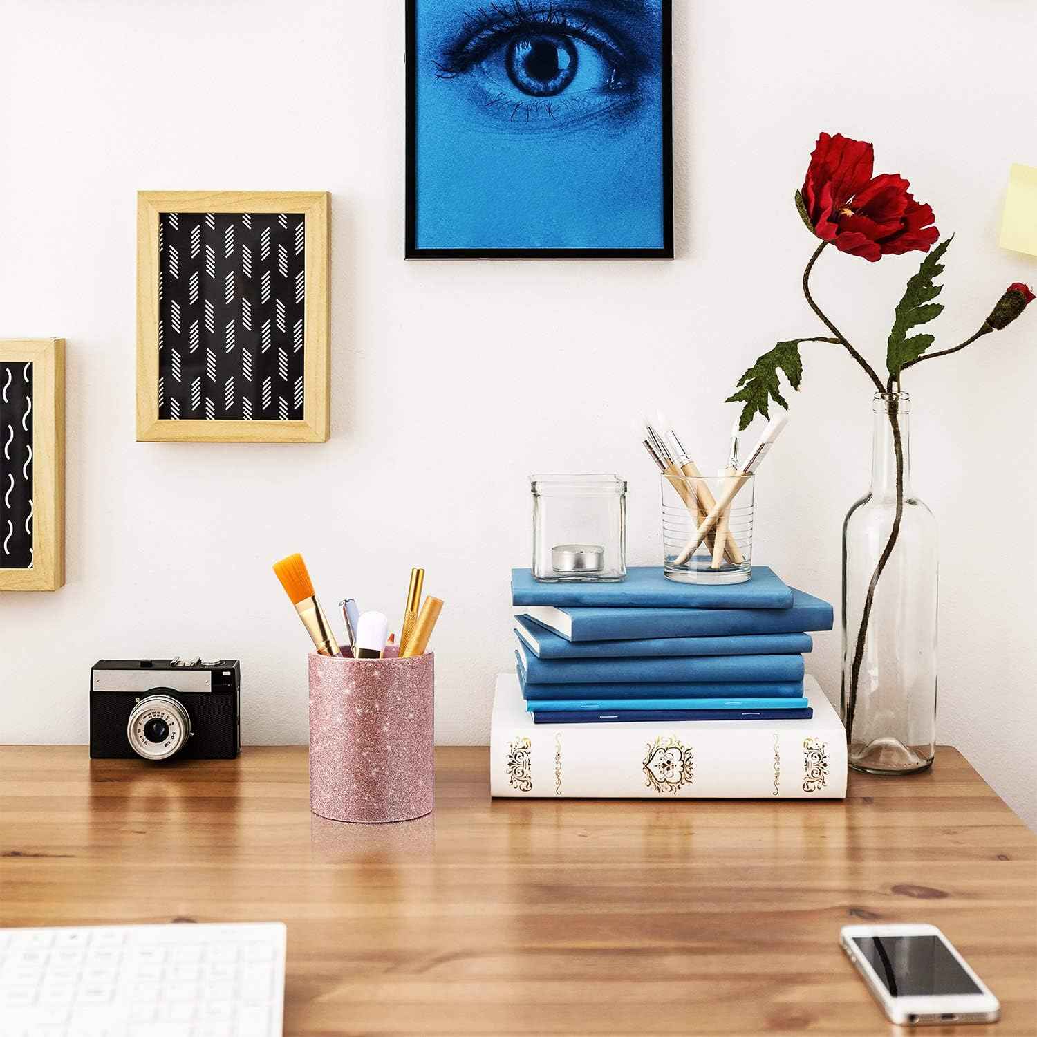 PU Glitter Pen Holder Shiny for Women Girls,Luxury Makeup Brush Holder - TTpen