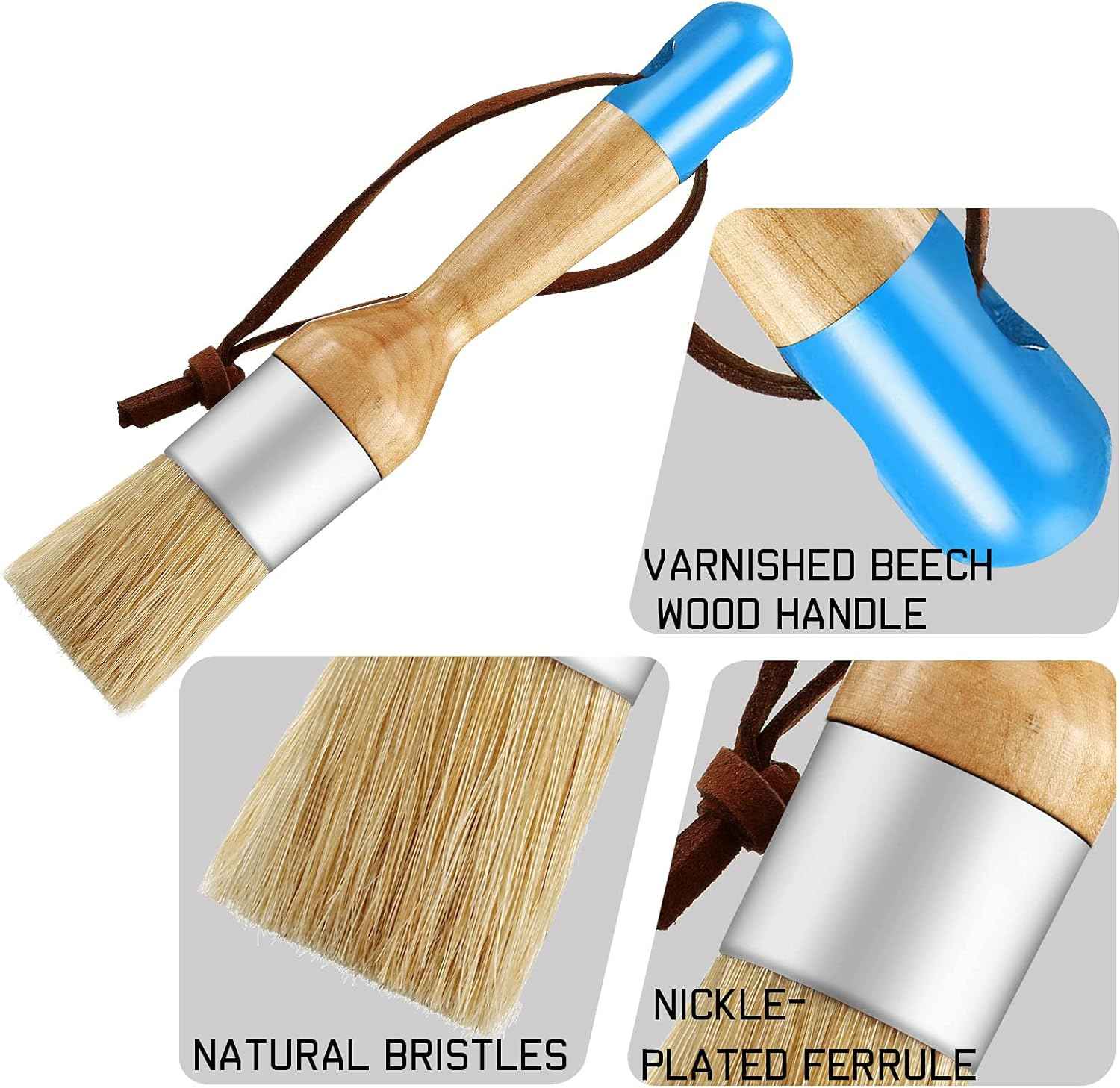 3 Pieces Chalk and Wax Paint Brushes for Acrylic Painting Wood Furniture - TTpen