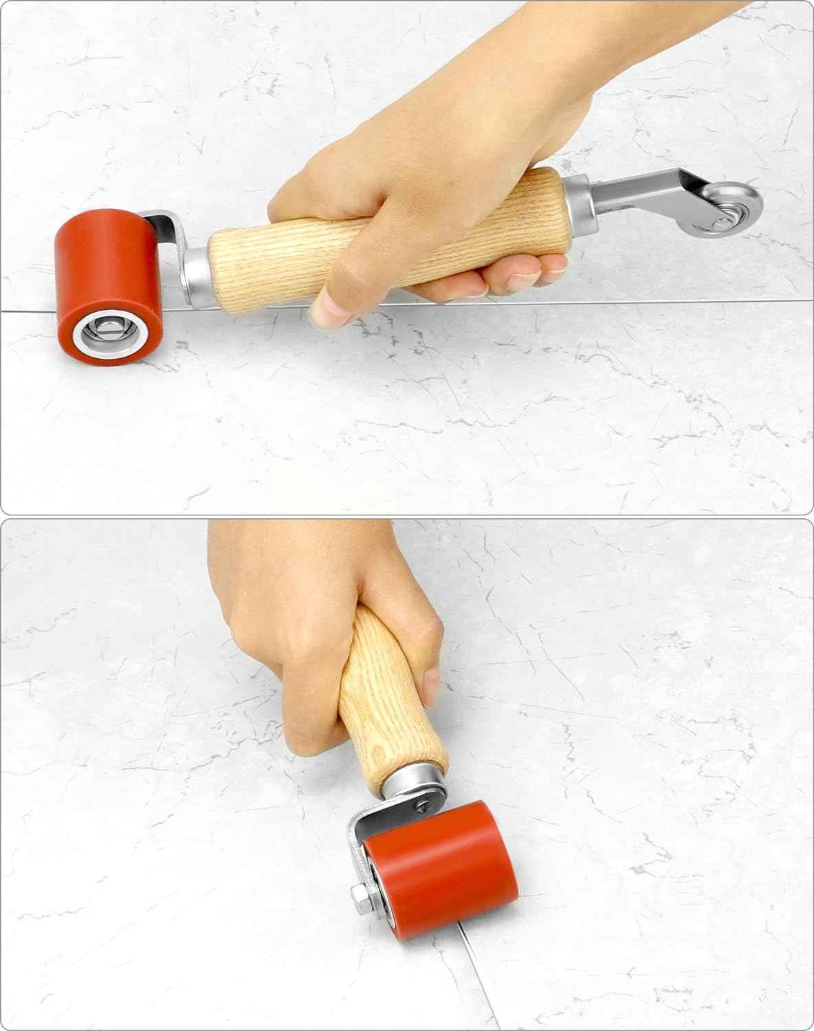 QWORK Seam Roller, 40mm Silicone Seam Roller with 6mm Brass Detail Penny Roller, Smoothing Seam Roller Tool for PVC/TPO/EPDM Single Ply Roofing Tape - TTpen