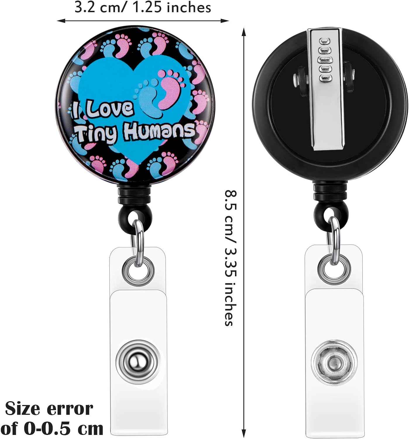 12Pcs I Love Tiny Humans Retractable Badge Holder for Pediatric Nurses - TTpen