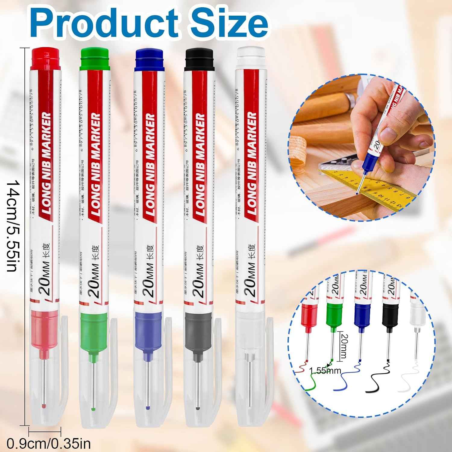 10Pcs Long Head Deep Hole Marker - Long Nib Marker Pen