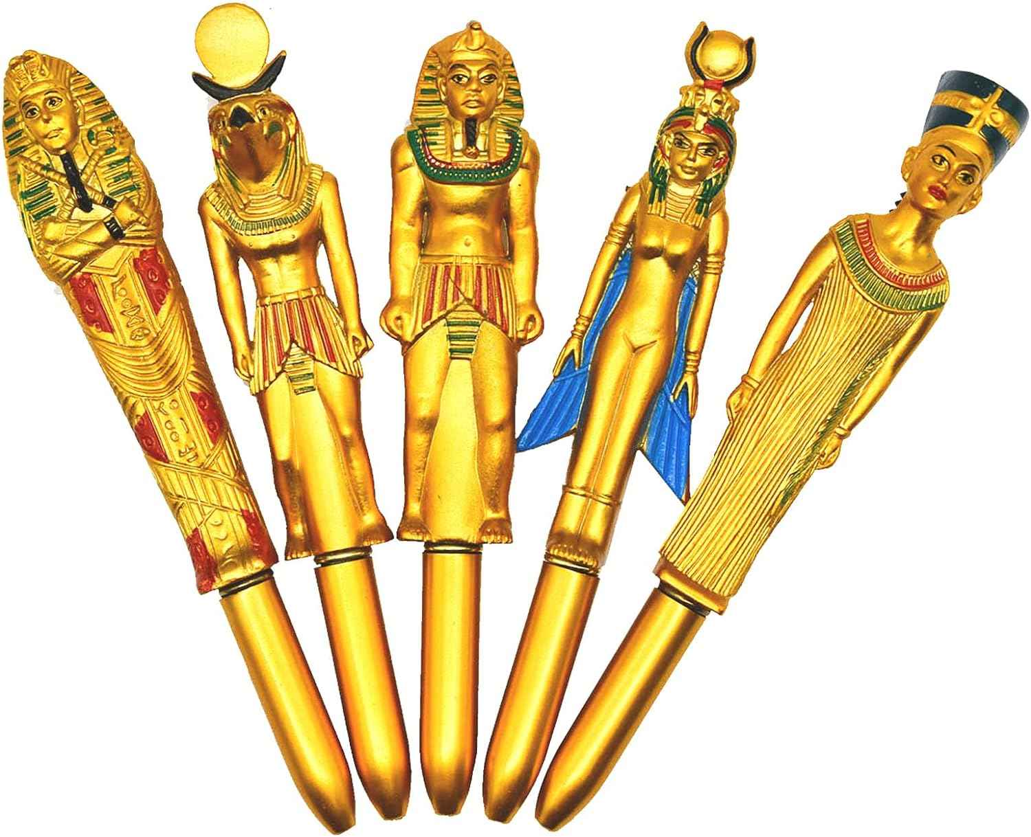 5PCS Egyptian Pharaohpe Retractable Ballpoint Pen 0.5mm Blue Ink - TTpen