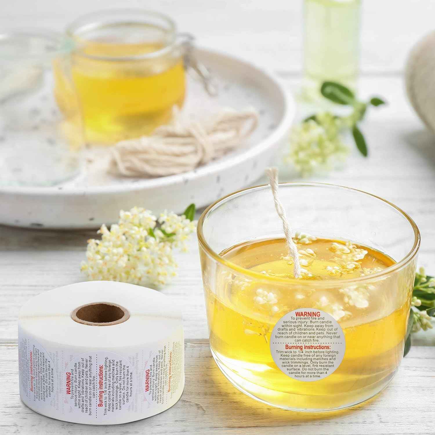 1000PCS Candle Jar Container Safety Warning Stickers Labels 1.5 Inch - TTpen
