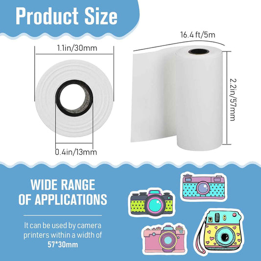 20 Rolls Instant Camera Thermal Print Paper for Kids 57 x 30mm - TTpen