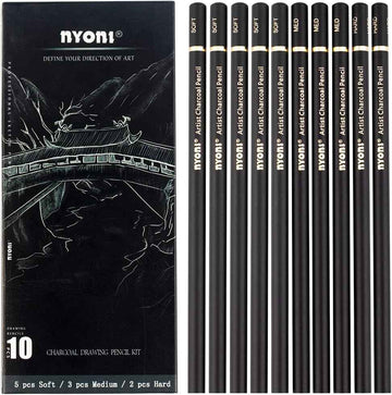 Nyoni Professional Charcoal Pencils Drawing 10 Pack - TTpen