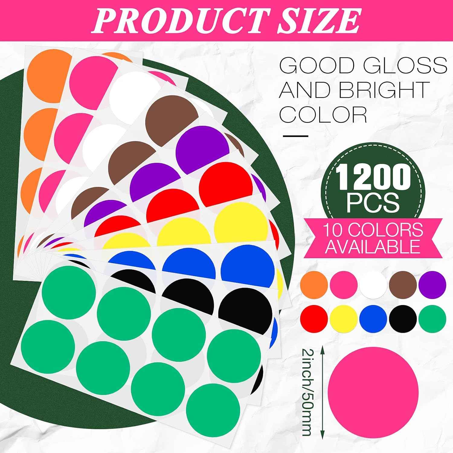 2 Inch Round Color Coding Stickers Circle Dot Labels Self-Adhesive - TTpen