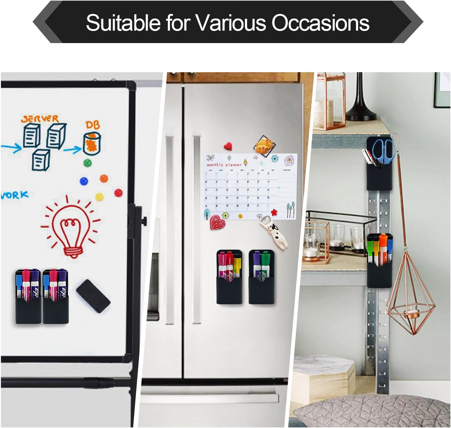 2PCS Magnetic Dry Erase Marker Pen Holder Small for Fridge Whiteboard