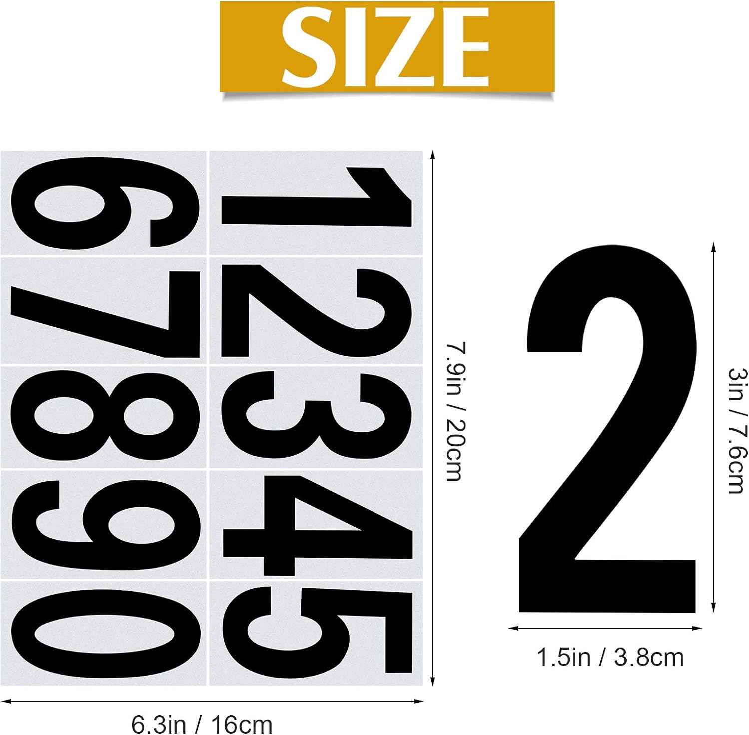 40pcs Mailbox Number 0-9 Sticker Decal Adhesive Black 3 Inch - TTpen