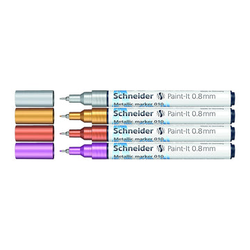 Schneider Paint-It 010 Metallic Markers,0.8mm,4 Assorted Colors