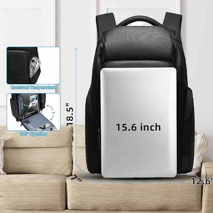 Eurcool Laptop Backpack for Men,15.6 inch Travel Business Anti-theft Black Bag - TTpen