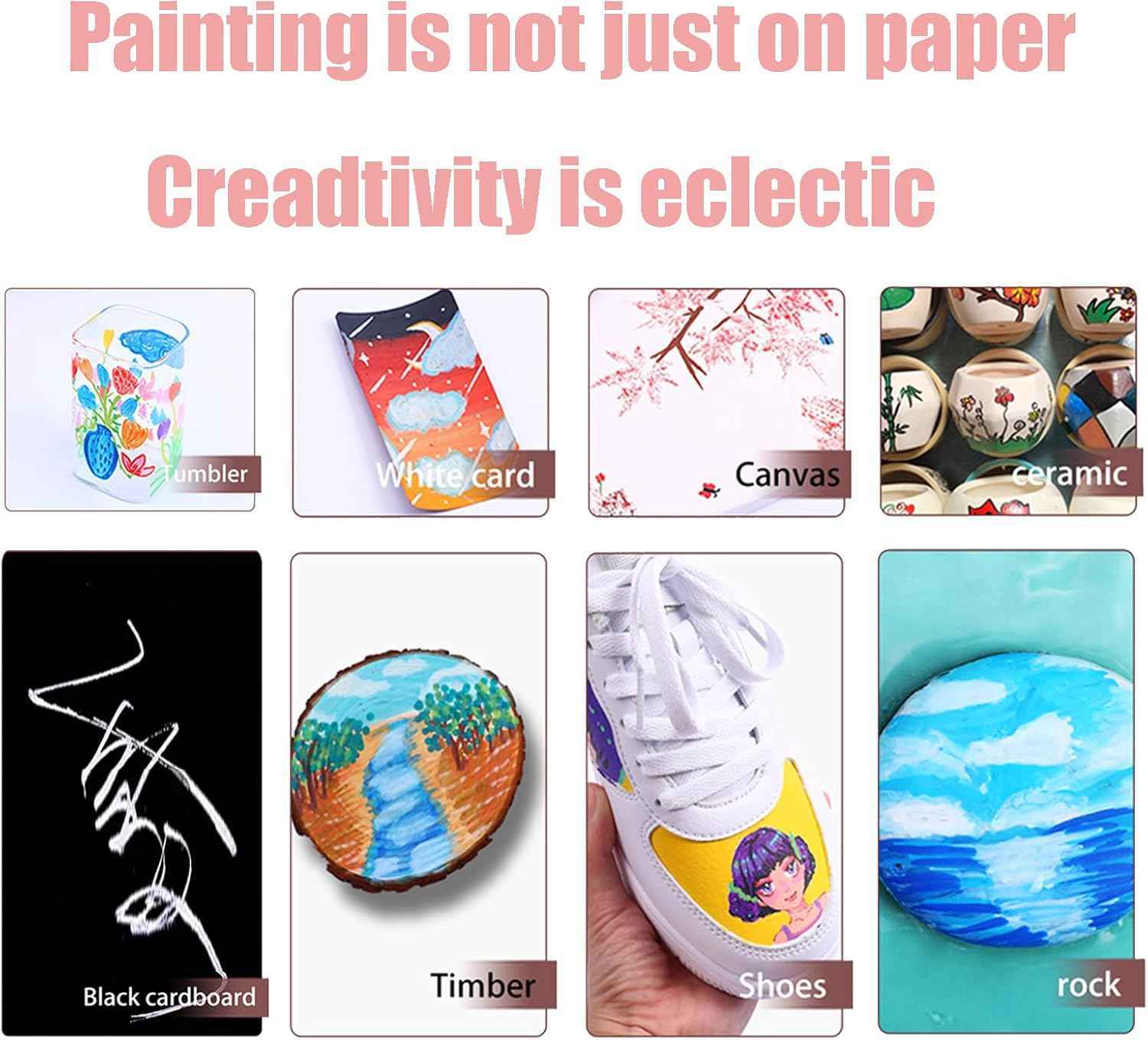 Guangna Macaron Art Markers,24 Color Soft Brush Tip Acrylic Paint Pens