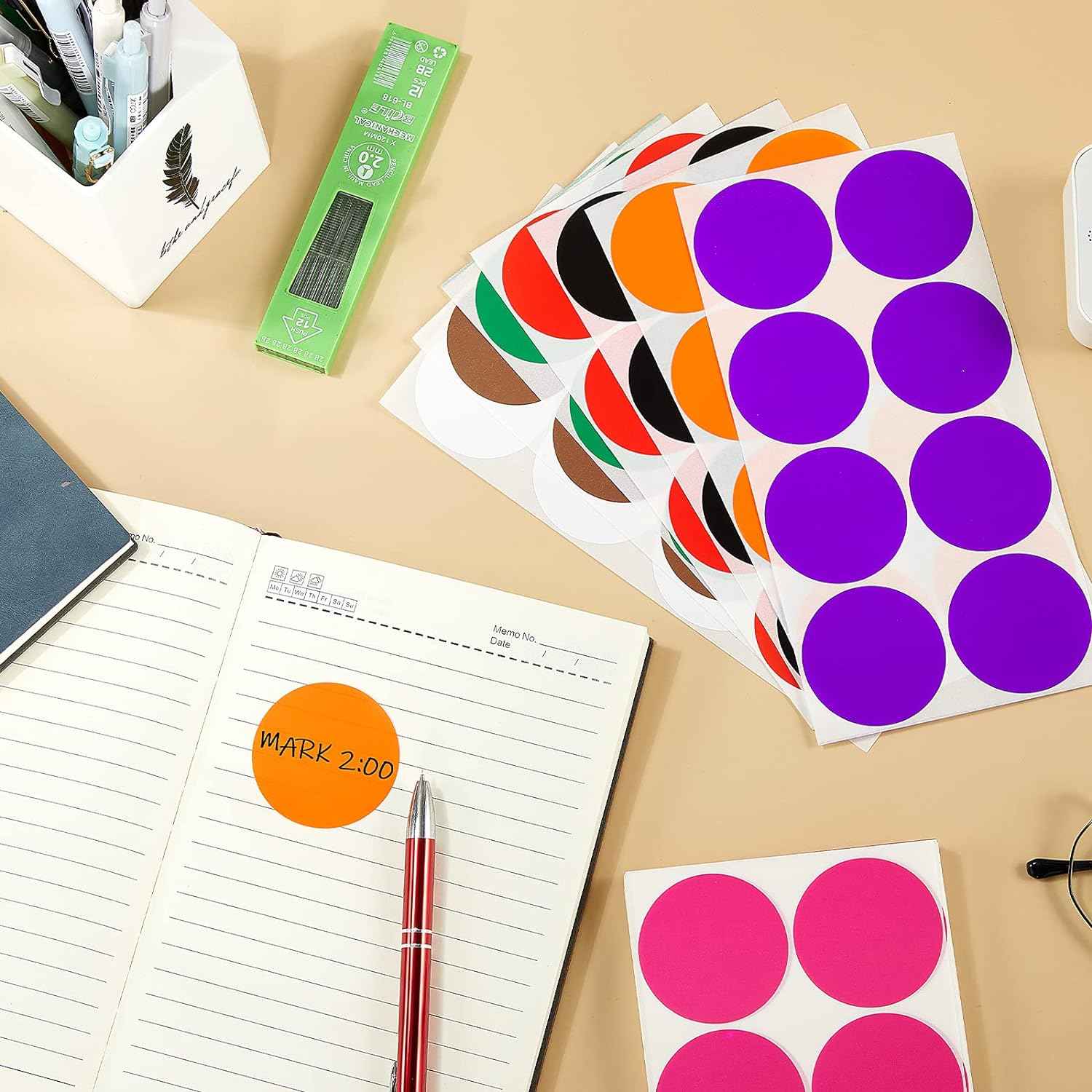 2 Inch Round Color Coding Stickers Circle Dot Labels Self-Adhesive - TTpen