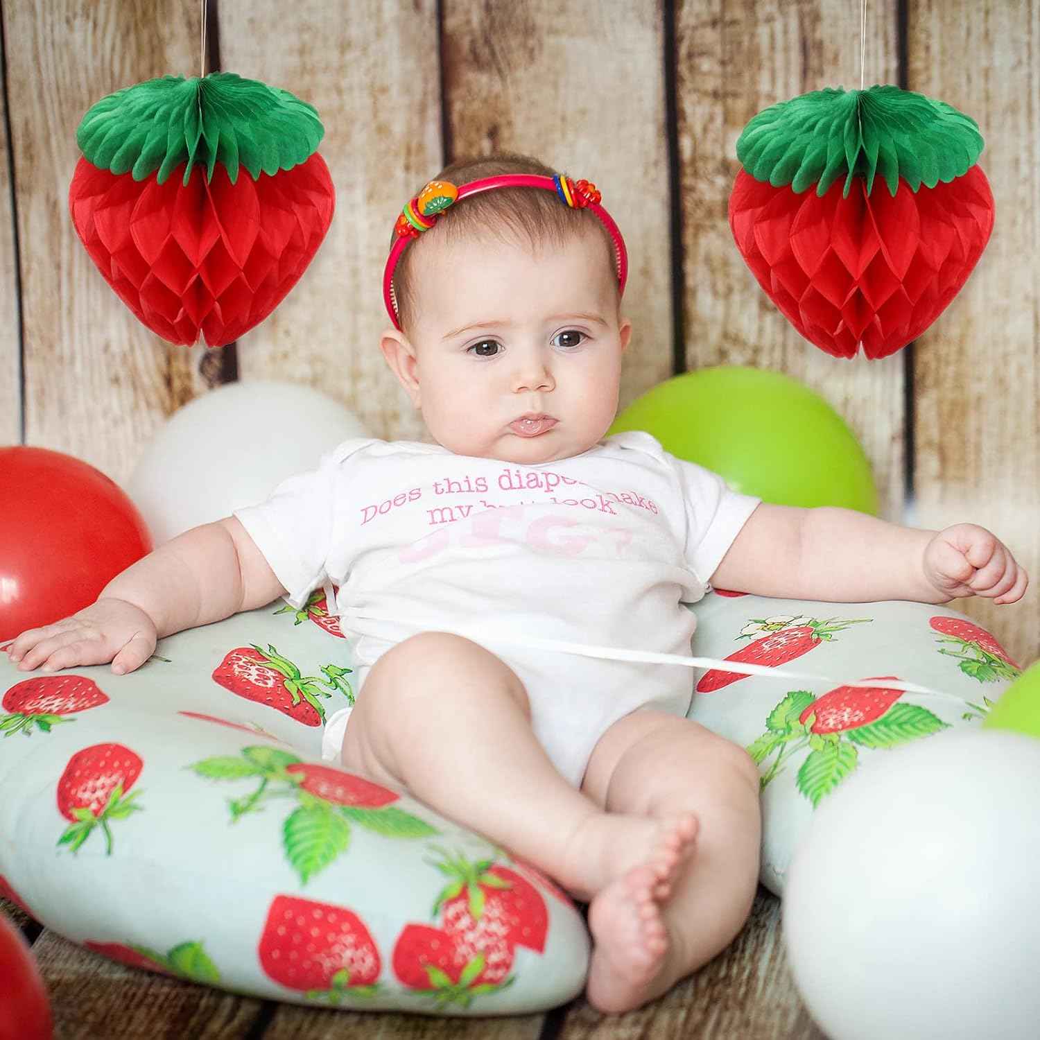 6 Inch Tissue Paper Strawberry Ball Decoration Red - TTpen