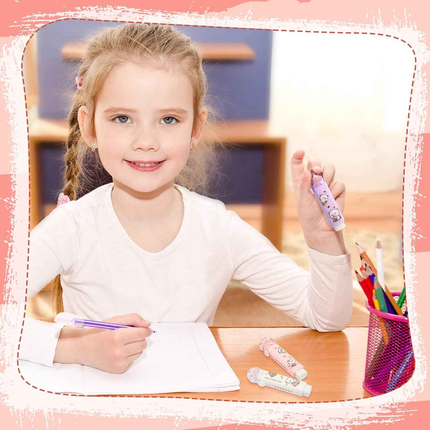 8PCS Cat Paw Shaped Cute Pencil Erasers Push Pull Design - TTpen