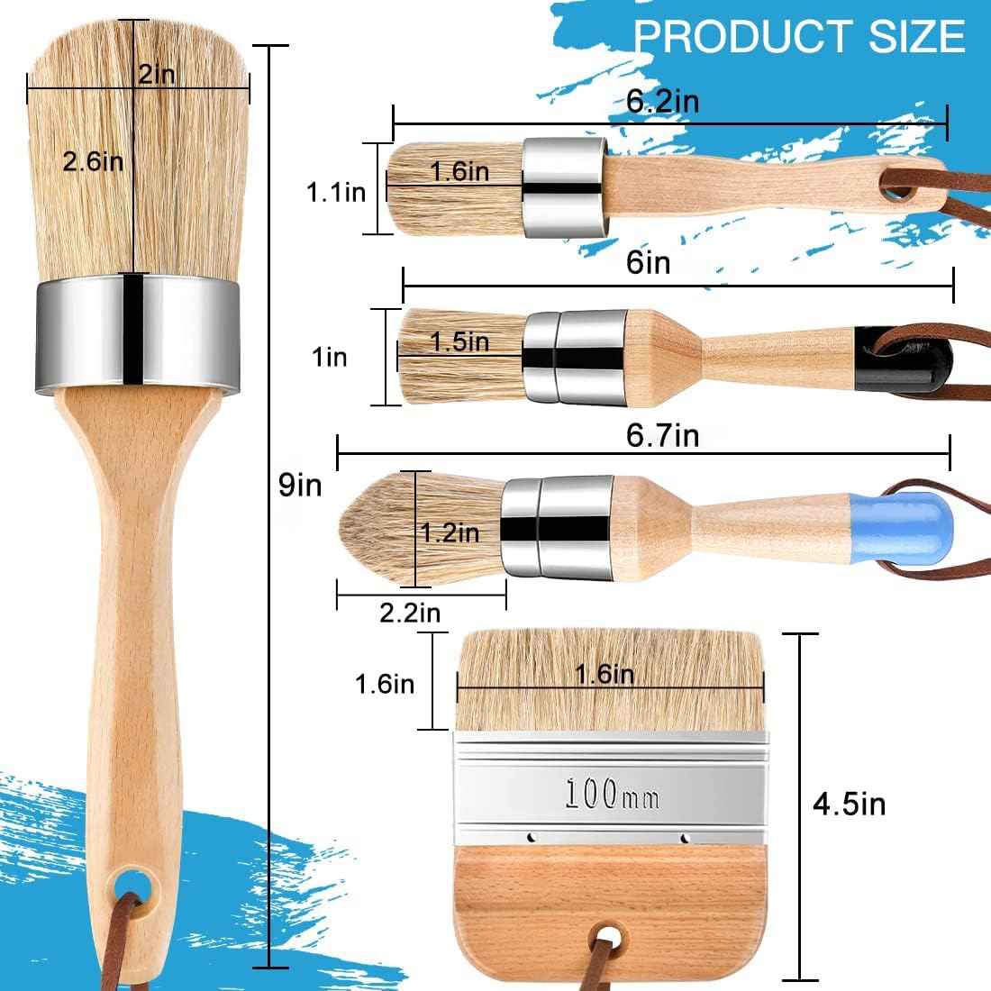 5pcs Chalk and Wax Paint Brush Round Wax Brushes for Waxing Furniture - TTpen